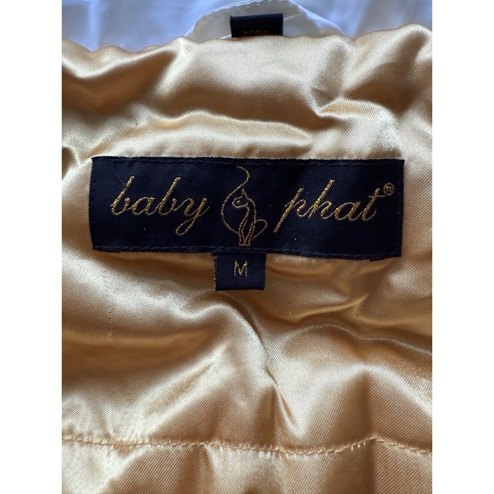 Baby Phat Puffer Jacket Long Women's Size M Color White And Gold - Picture 14 of 14